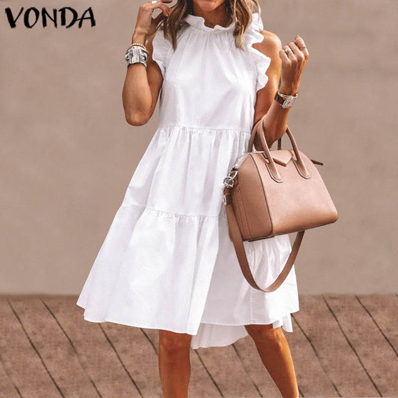 Summer Mini Dress Women  Party Dress 2021 VONDA Summer Plus Size Robe
