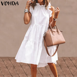 Summer Mini Dress Women  Party Dress 2021 VONDA Summer Plus Size Robe