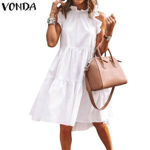 Summer Mini Dress Women  Party Dress 2021 VONDA Summer Plus Size Robe