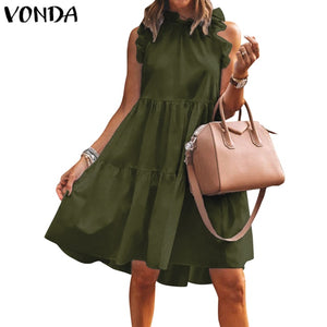 Summer Mini Dress Women  Party Dress 2021 VONDA Summer Plus Size Robe