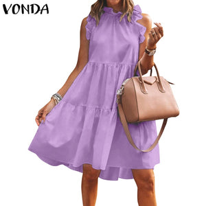 Summer Mini Dress Women  Party Dress 2021 VONDA Summer Plus Size Robe