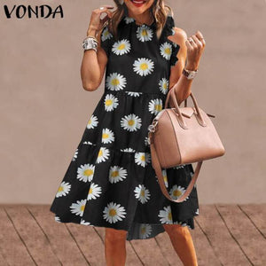 Summer Mini Dress Women  Party Dress 2021 VONDA Summer Plus Size Robe
