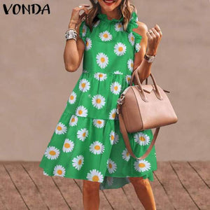 Summer Mini Dress Women  Party Dress 2021 VONDA Summer Plus Size Robe