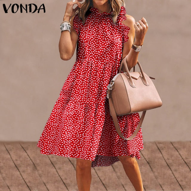 Summer Mini Dress Women  Party Dress 2021 VONDA Summer Plus Size Robe