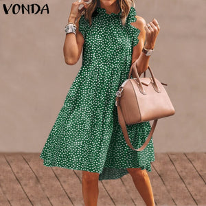 Summer Mini Dress Women  Party Dress 2021 VONDA Summer Plus Size Robe