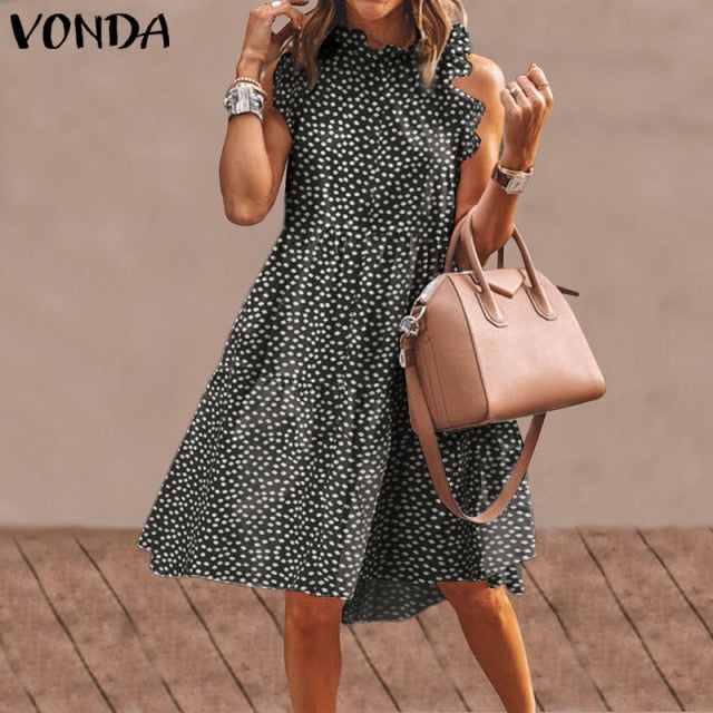Summer Mini Dress Women  Party Dress 2021 VONDA Summer Plus Size Robe
