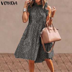 Summer Mini Dress Women  Party Dress 2021 VONDA Summer Plus Size Robe