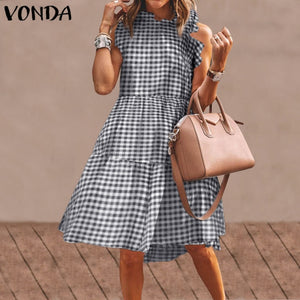 Summer Mini Dress Women  Party Dress 2021 VONDA Summer Plus Size Robe
