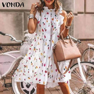 Summer Mini Dress Women  Party Dress 2021 VONDA Summer Plus Size Robe